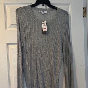 Michael Kors Metallic Silver V-Neck Sweater